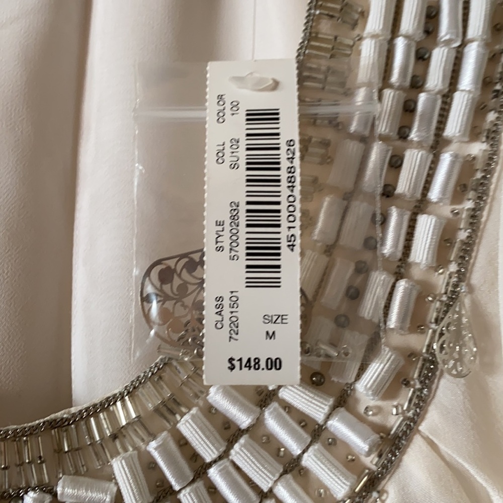 WH/BM Cream Silk top with embellishments - Picture 9 of 11